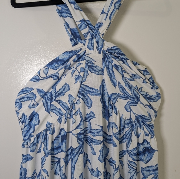 Grace Karin Blue Floral Halter Maxi Dress NWT Coastal Summer Size M Resortwear - Picture 3 of 9
